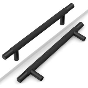 10 Pack 5"(128mm) Matte Black Cabinet Pulls Knurled Kitchen Cabinet Handles Drawer Pulls Black Cupboard Hardware for Cabinets CK0088