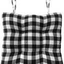 Vctops Farmhouse Buffalo Check Chair Pads with Ties Black and White Plaid Dining Chair Cushions Soft Comfy Square Seat Pads (Black A,16"x16")
