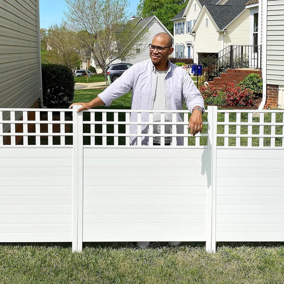 44in H x 42in W (2 Panels) No Dig Zippity Keswick Privacy Fence and Screen Kit, White Vinyl Privacy Fence, Outdoor Privacy Screen Panels for Yard, Trash Can Enclosure, Air Conditioner Fence ZP19060