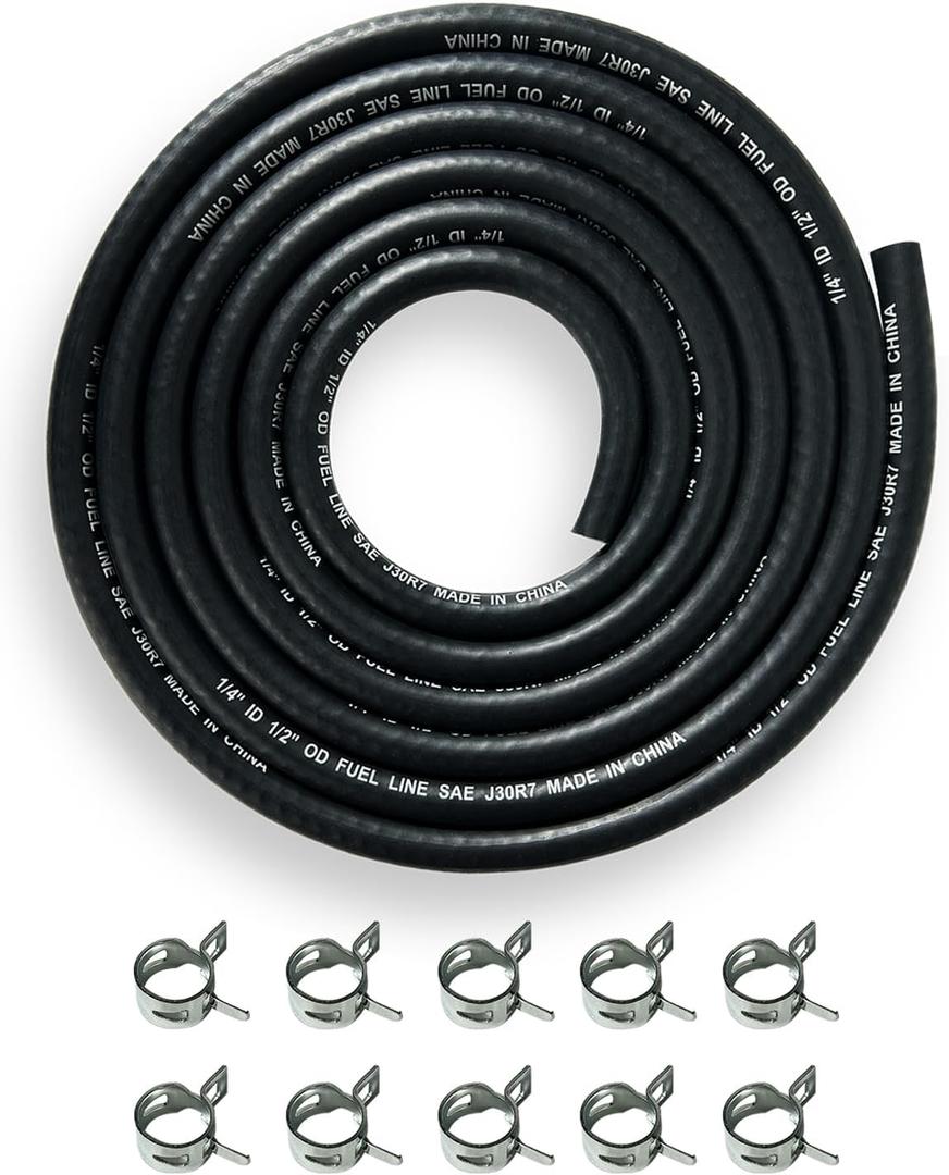 YAMAKATO 1/4 NBR Fuel Hose Line Braided SAE J30R7 6mm ID 9.5 Feet Tubing Automotive PCV/EEC