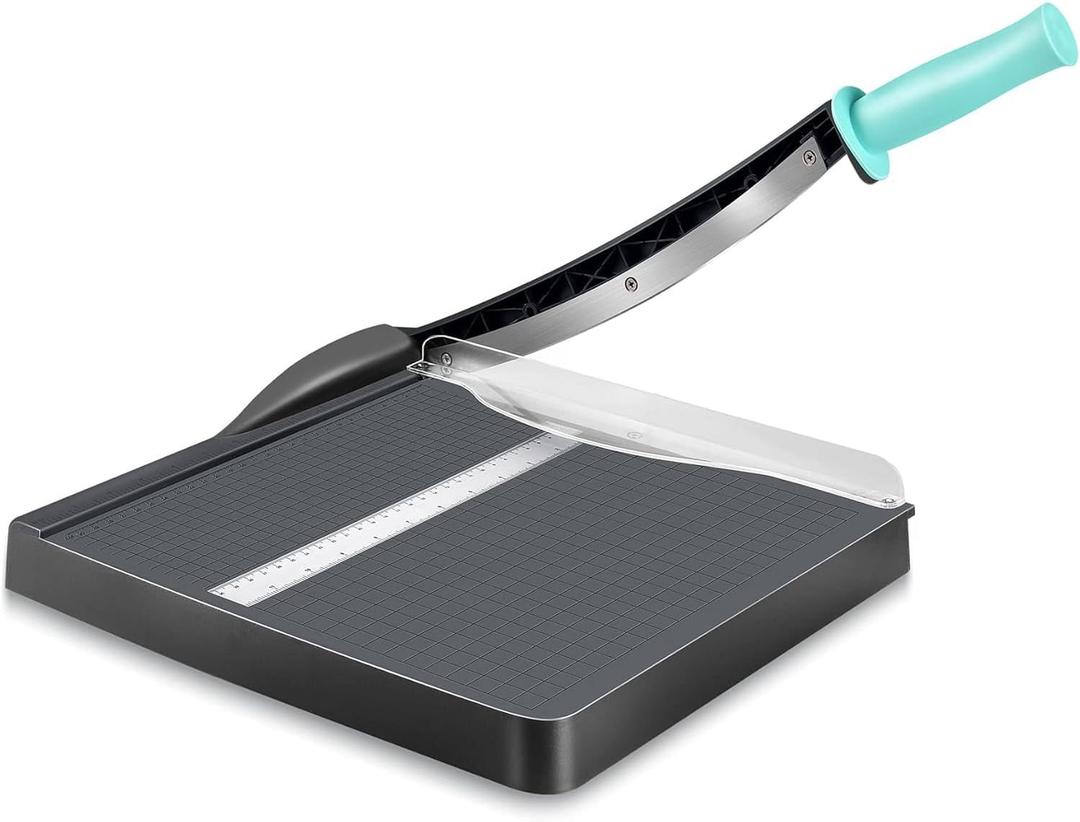 Paper Cutter, A4 Paper Trimmer with Safety Guard, 12" Cut Length Paper Cutting Board, Guillotine Trimmer with 16 Sheets Capacity, Paper Slicer for Scrapbooking Craft, Coupon, Label, Cardstock (Gray)