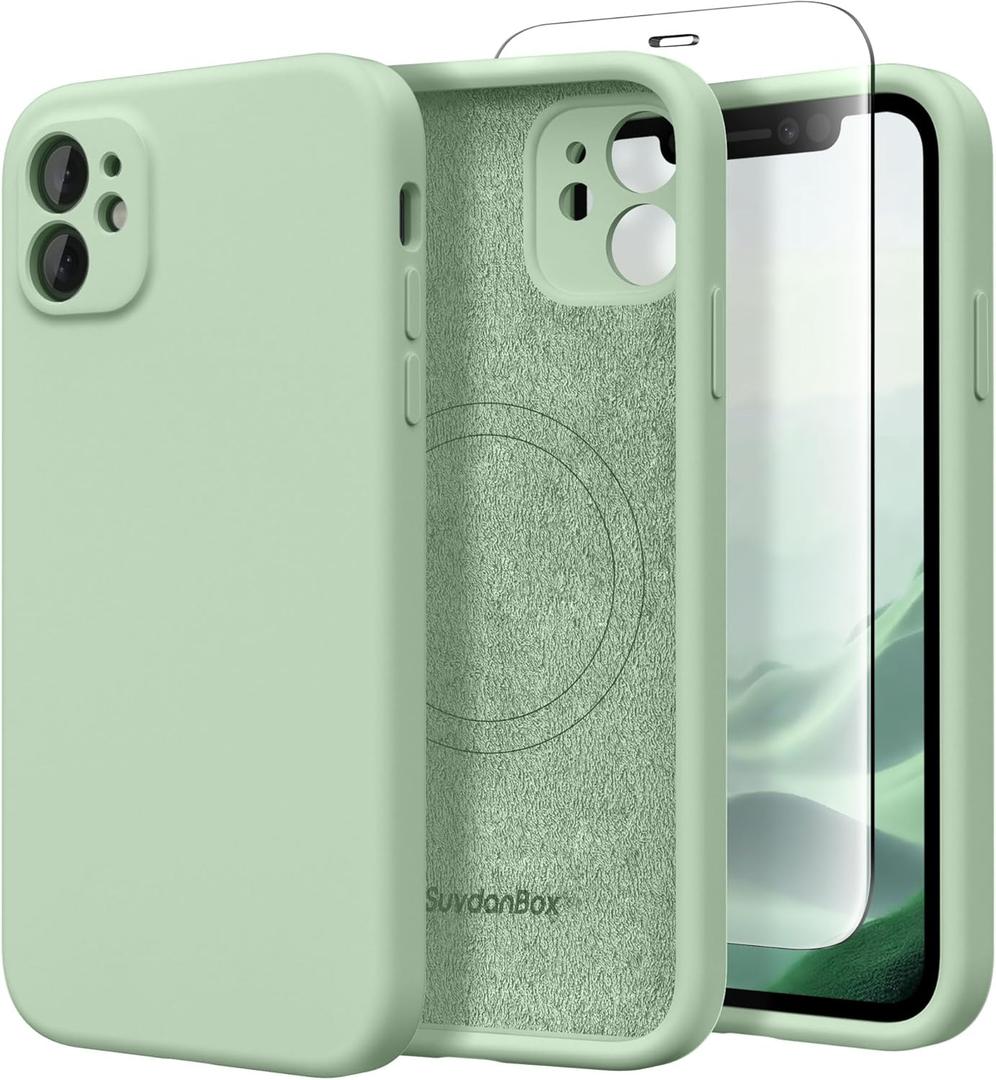 Magnetic for iPhone 11 Phone Case Silicone, Compatible with MagSafe, [Full Camera Protection][Screen Protector] Slim Shockproof Protective Case for iPhone 11 6.1", Light Cyan