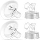 2 Packs 24mm Flange Set, Updated Soft Rim Shield and Wide Mouth Base Connector Pump Parts for Spectra S2 Spectra S1 9 Plus Breastpumps Accessories, 106 Degree Wider Opening Angel