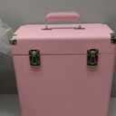 Vinyl Storage and Carrying Case, Waterproof and Dustproof Portable Organizer, LP Record Collection Display Case, Holds 50 7-12 Inch Records, Ideal for Theater Rooms and Rare Record Collections (Pink)