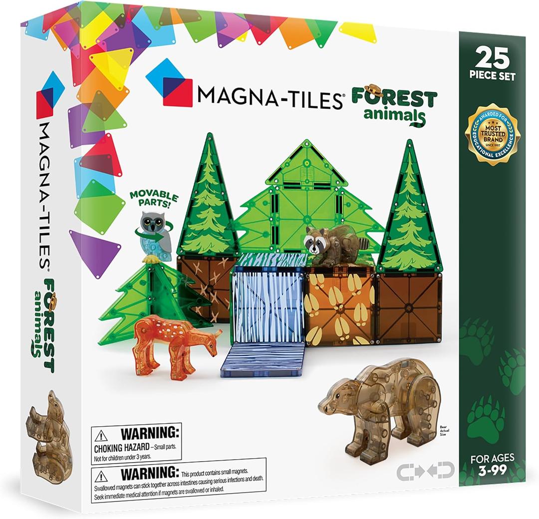 MAGNA-TILES Forest Animals 25-Piece Magnetic Construction Set, The ORIGINAL Magnetic Building Brand