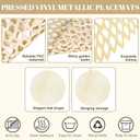 Sieral 24 Pcs Vinyl Placemats Bulk Round 15 Inch Hollow Out Leaf Design Metallic Table Placemats Pressed Charger Plates for Wedding Birthday Party Holiday Fall Home Dining Table Settings (Gold), Large