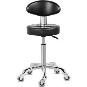 Kaleurrier Swivel Stool Chair Adjustable Height,Heavy Duty Hydraulic Rolling Metal Stool for Kitchen,Salon,Bar,Office,Massage (with Back Rest) (Black)