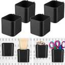 Tanlade 4 Pcs Pegboard Cups with Hooks, 2.9 x 3.5 x 3.2 Inch Pegboard Bins Accessories, Peg Board Containers Peg Board Organizer Cups for Garage Wall Kitchen Office Workbench Home(Black)