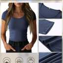 5 Pack Women's Scoop Neck Short Sleeve Shirts Fitted Tops Bulk Casual Basic Stretchy Tight Summer Multipack Tees (S)