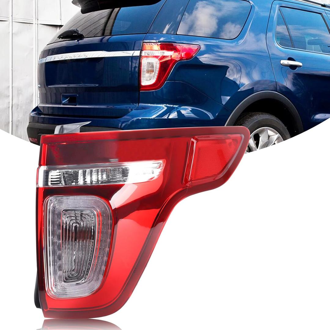 LED Red Clear Lens Tail Light Rear Tail Lamp Assembly Compatible with 2011 2012 2013 2014 2015 Ford Explorer Right Passenger Side BB5Z13404C FO2801226