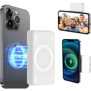 Magnetic Selfie Light, 92 LED Selfie Light with 12 Lighting Mode,10W Magnetic Wireless Charging for iPhone 16/15/14/13/12 Series