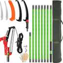 VINGLI 26FT Manual Pole Saw for Tree Trimming, Extendable Tree Pruner, Sharp Steel Blade and Scissors, High Tree Branch Cutter with Lightweight 8 Fiberglass Long Handles, for Pruning Palms and Shrubs