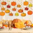 Fall Decor Pumpkin Maple Leaf Hanging Swirl - Fall Thankgiving Pumpkin Party Ceiling Decorations for Home Classroom Office Autumn Thanksgiving Harvest Decor Party Supplies