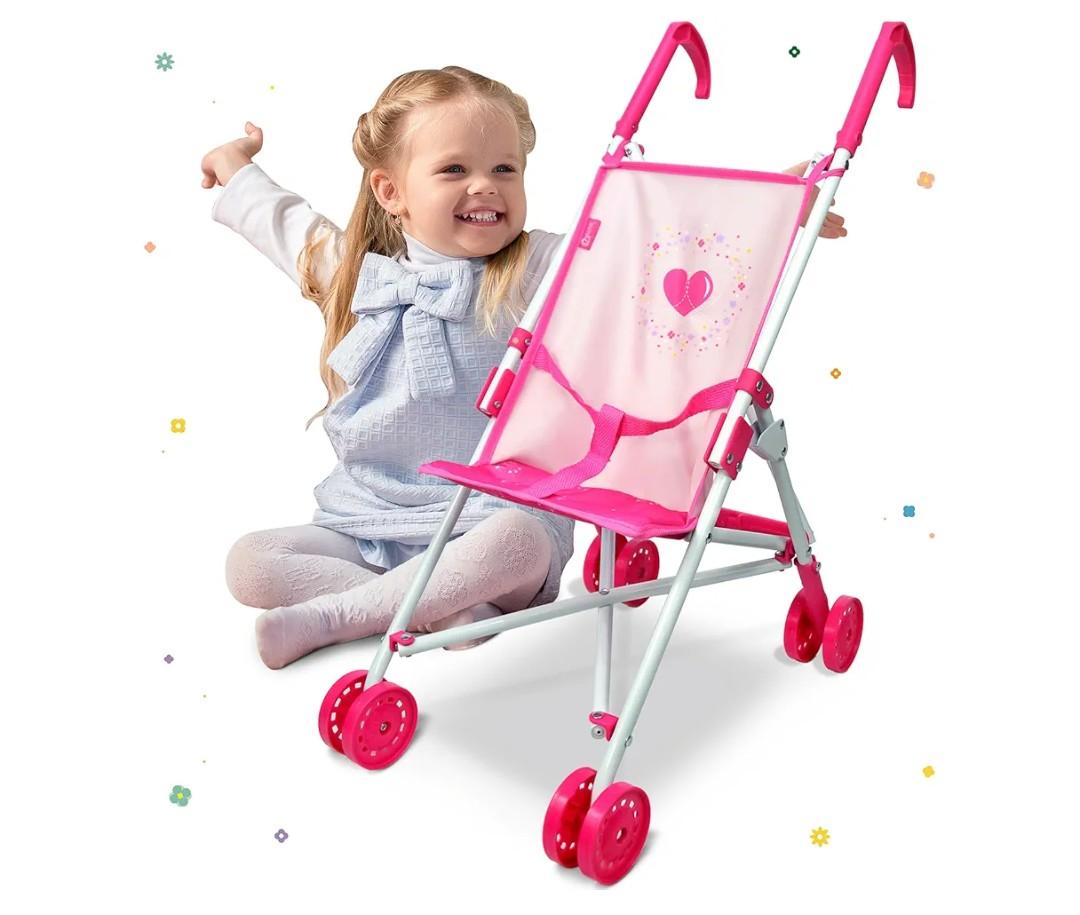 Anivia Baby Doll Collection Doll Stroller Heart Design Gifts for Toddlers and Girls Foldable Doll Stroller