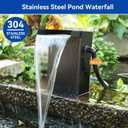 POPOSOAP 55W Solar Pond Waterfall Box with Fountain Pump, 304 Stainless Steel Pond Waterfall Spillway, Pond Spillway with 9.8FT PU Corrugated Tubing for Garden Waterfall,Water Features-P5552H