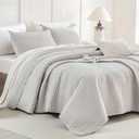 Sanracie Stonewashed Cotton Oversized King Bedspread(128"x120"), Soft Light Wheat Color Extra Large Wide Oversized Quilt Sets Cross Stitch Lightweight Crinkle Coverlet Set 3Pcs for All Season