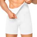 Nebility Shapewear Men Compression Shorts - Slimming Body Shaper Tummy Control Underwear Boxer Briefs (White, L)