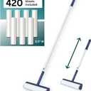 Large Lint Roller with Extra Sticky Roller and 420 Sheets 9.5" Wide, Floor Lint Roller Long Handle, Extendable to 41", Carpet, Couch, Pet Hair, Clothing Cleaning Supplies (Navy Roller + 7 Refills)