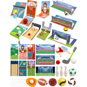 27 Pcs Valentines Cards with Sports Ball Erasers, 9 Design Sports Erasers with Valentines Cards for Party Favor, Valentines School Classroom Exchange Prizes, Boys Kids Valentines Toys