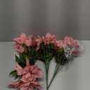 FERIAL 4 Pcs Christmas Artificial Flowers Poinsettia Flowers 7 Heads Silk Poinsettia Christmas Floral Bouquet Winter Artificial Poinsettia Bushes for Xmas Party Holiday Arrangements Decoration(Pink)