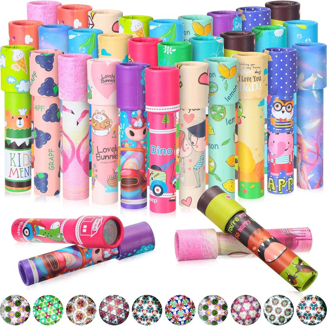 Yunsailing 30 Pcs Classic Kaleidoscopes Party Favors Vintage Mini Kaleidoscope Party Favor Educational Toy for Kids Valentine's Return Gifts School Classroom Prizes Goodie Bag Fillers(Lovely)