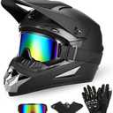 Full Face Dirt Bike Helmet DOT Certified - Complete Adult ATV Helmet Kit with Goggles, Gloves & Mask, Adjustable Visor, Quick Release, XL
