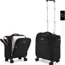 HanTrip 16 Inch Underseat Carry On Luggage with Wheels Softside Small Suitcases Personal Item Bag with Pocket Travel Luggage for Men Women Business Overnight Bag(Black)