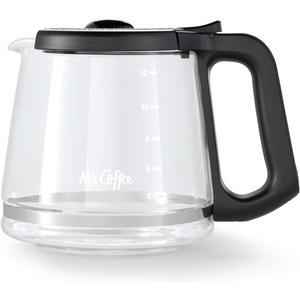 Mr. Coffee 12-Cup Replacement Carafe  Compatible with Mr. Coffee 12 Cup Machines, Glass Pot with Black Handle