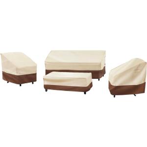 loriano Patio Furniture Cover Set, 4 Piece Outdoor Furniture Cover Waterproof, 600D Heavy Duty Lawn Patio Set Covers (Large)
