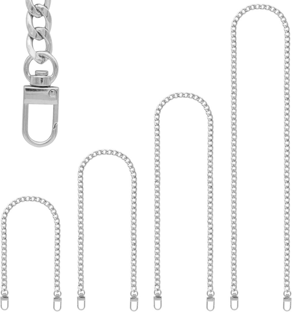 RAPUDA Purse Chain Strap, 4 Pieces Different Sizes Bag Chain Strap, Metal Chain Straps for DIY Purse Handbag Shoulder Crossbody Bag (15.4 Inch, 23.6 Inch, 31.4 Inch, 47.2 Inch) Silver