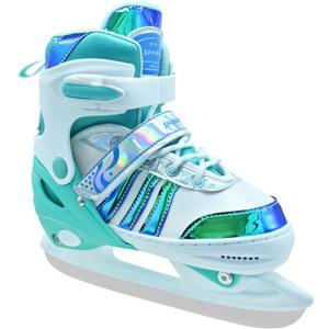 Ice Skates Adjustable, Smooth Blade Iceskates Age 3-12, Comfortable Lining Ice Skates for Beginner Boys Girls, Perfect for Outdoor and Indoor Rink (Large - Youth(US 5-7.5), Blue)