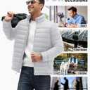 WHN Men Puffer Jacket Coat Lightweight Winter Waterproof Windproof Stand Collar Full Zipper Coats with 3 Pockets (Gray, XXL)