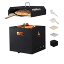 PIZZELLO 4-in-1 Outdoor Pizza Oven 16" Wood Fired Outside Oven 2-Layer Detachable Pizza Maker with Pizza Stone, Pizza Peel, Cover, Cooking Grill Grate, Pizzello Gusto