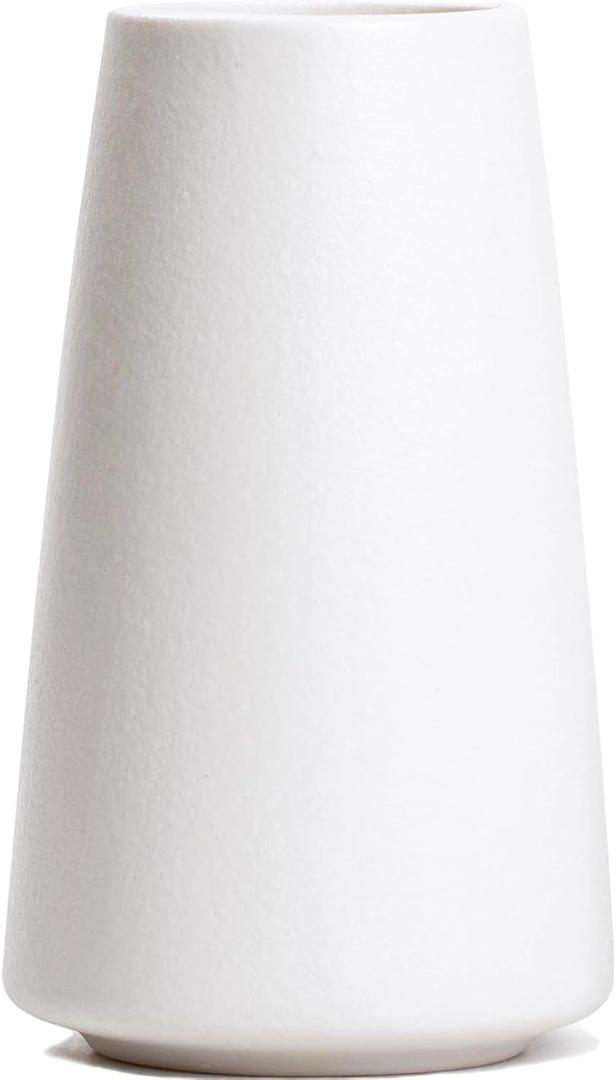 Bright White Vase - 8" Big White Ceramic vase for Flower, Boho Vases for Pampas Grass, Minimalist Modern vases for Home Decor, Table Shelf Living Room Farmhouse Decor