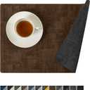 Romanstile Reversible Vinyl Placemats Set of 6, Faux Leather 100% Waterproof Oil-Proof Wipeable Place Mats, Heat Resistant Dual Sided Table Mats for Kitchen/Dining/Party (Grey Brown, 12 x 17 Inch)