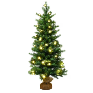 4.5-ft Pre-lit Pencil Artificial Christmas Tree with White LED Lights