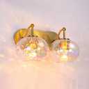 Brushed Gold Vanity Light Stained Hammered Glass Wall Sconce 2-Light Brass Wall Lamp for Hallway Living Room Stairwell Bathroom Over Mirror (Brass Gold, 2-Light)