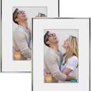 DECANIT 5x7 Picture Frame Metal,Thin Profile Photo Frame 5 by 7 Inch, Display for Wall Mounting or Tabletop Pack of 2,silver