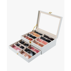 Sunglasses Organizer Multiple Pairs of Glasses Display Case Sunglass Hard Shell Storage Box for Women Men 12/16 Slots