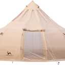 TOMOUNT Canvas Tent with Rainfly with Stove Jack Bell Tent Yurt Glamping Tent with TPU Transparent Roof for Family Camping