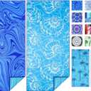 TwoYek 2 Pack Microfiber Thin Beach Towel Lightweight 71x32 Oversized Extra Large Sand Free Towels Quick Dry for Travel Pool Yoga Gym Sports Beach Accessories Vacation Essential Gift (2 Pcs Shell Fluid)