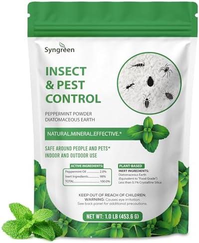 Syngreen Food Grade Diatomaceous Earth 1 lb with Peppermint - Indoor/Outdoor Family-Friendly