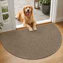 Dirt Trapper Door Mat 26" x 40", Non-Slip, Half Circle, Beige
