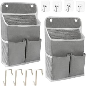 2-Pack Hanging Storage Organizer, Over The Door Hanging Bags/Wall Baskets Storage with Pockets for Home, RV, Office and More (2, Grey)