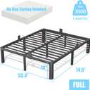 FUIOBYVV 14 Inch Full Bed Frame with Rounded Corner and Headboard Hole Mattress Retainers 3500 LBS Metal Heavy Duty Steel Slats Support No Box Spring Needed Platform Noise Free Easy Assembly