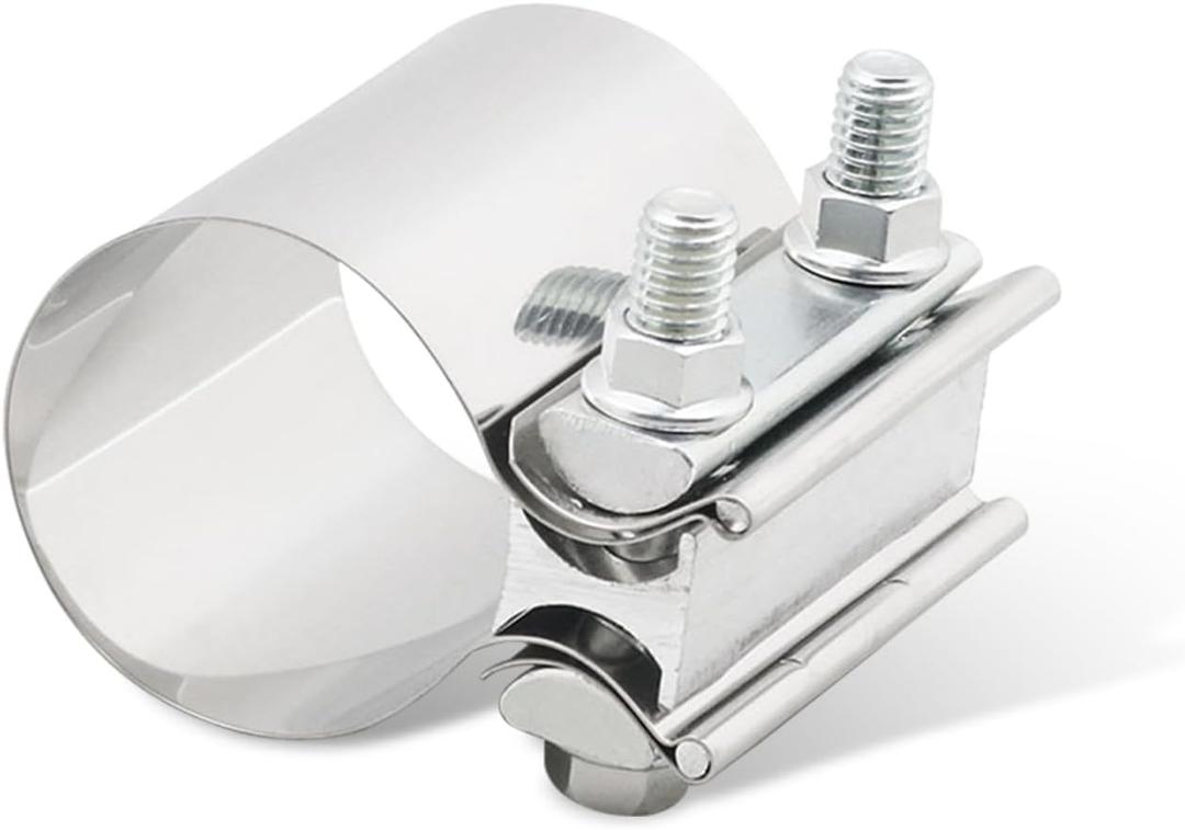 Exhaust Clamp, Exhaust Pipe Clamp, 2.25'' Butt Joint Stainless Steel Clamp Band, Universal Car Accessories Widening Clamp Butt Joint Exhaust Clamp Replacement for Exhaust Pipe (2.25 inch)
