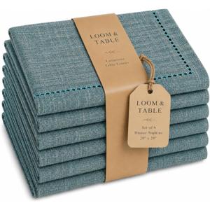 Maple Turquoise Napkins by Loom & Table Elegant, Wrinkle-Resistant, Machine Washable Luxury Napkin for Dining Room, Weddings, Dinner Parties, Holidays, Birthdays, or Everyday Use