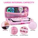 GOODVANCE Pink Carrying Case for Nintendo Switch OLED, Kawaii Princess Portable Hard Travel Case for Girls, Switch Accessories Bundle with PC Case, Screen Protector, Shoulder Strap and Thumb Grip Caps