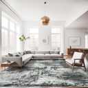 RUUGME 9X12 Abstract Area Rug:Large Washable Living Room Rug Indoor Non Slip Low Pile Carpet for Bedroom Soft Foldable Stain Resistant Distressed Thin Rug for Dining Room Kitchen 9X12 Black A