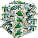 16.5x18inch Patio Cushions,Replacement Cushions for Outdoors Waterproof Stain-Resistant Durable Reversible Thick Chair Cushion/with Removable Cover,with Ties 4 Pack (Hawaiian)